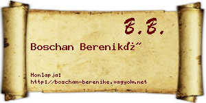 Boschan Bereniké névjegykártya
